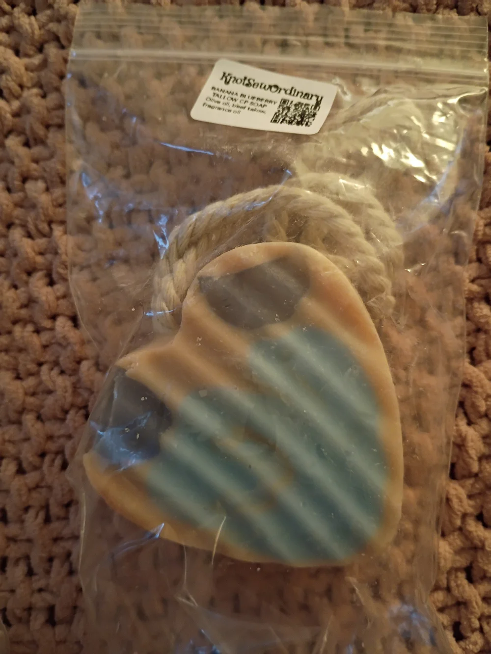 Pastel Heart Tallow Soap On A Rope  - Blue & Pink